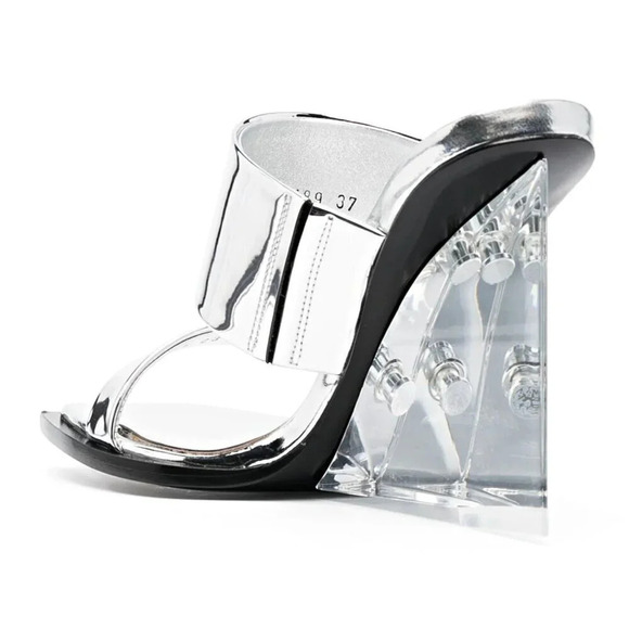 Alexander McQueen Women's Shard Wedge Heel Slide Sandals Size 37 IT (MSRP $1490) - Picture 2 of 14